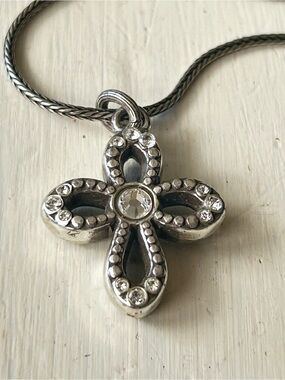 Brighton Womens Necklace Silver Cross Reversible Pendant 16 - 18 Inch